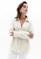 Women Cream Satin Shirt with Buttons