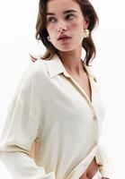 Women Cream Satin Shirt with Buttons