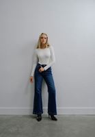 Women Navy High Rise Wide Leg Denim Pants