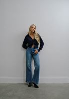 Women Blue High Rise Wide Leg Denim Pants