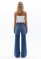 Women Blue High Rise Wide Leg Denim Pants