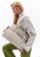 Women Beige Satchel Bag with Buckle Detail