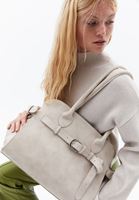 Women Beige Satchel Bag with Buckle Detail