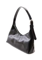 Women Black Shoulder Bag with Buckle Detail