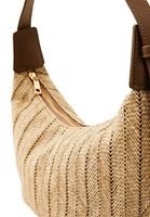 Women Beige Straw Bag with Strap