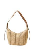 Women Beige Straw Bag with Strap