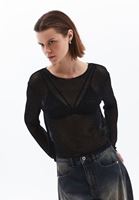 Women Black Crew Neck Tshirt