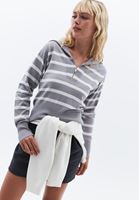 Women Mixed Polo Neck Sweater