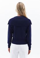 Women Blue Polo Neck Knitwear Sweater