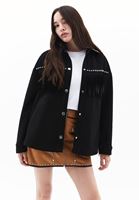 Women Black Tassled Suede Jacket