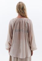 Women Beige Tulle Blouse with Collar Detail