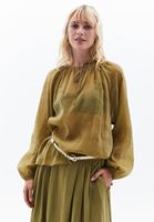 Women Green Tulle Blouse with Collar Detail