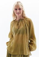 Women Green Tulle Blouse with Collar Detail