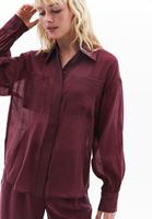 Women Bordeaux Shirt with Puff Sleeves