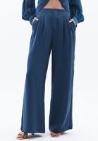 Women Blue Ultra High Rise Wide Leg Pants