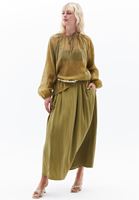 Women Green High Rise Midi Skirt