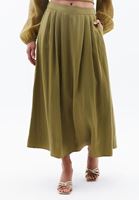 Women Green High Rise Midi Skirt