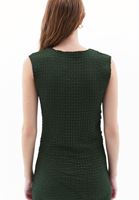 Women Green Crew Neck Top with Asymmetrical Cut