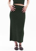 Women Green High Rise Skirt with Slit Detail