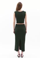 Women Green High Rise Skirt with Slit Detail