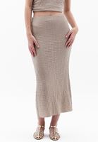 Women Beige High Rise Skirt with Slit Detail