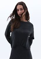 Bayan Füme Bot Yaka Oversize Crop Tişört