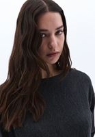 Bayan Füme Bot Yaka Oversize Crop Tişört