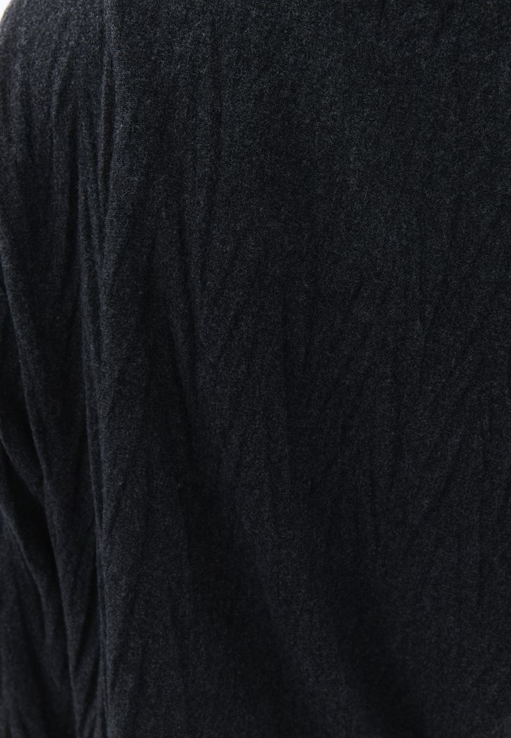 Women Charcoal Grey Boat Neck Oversize Crop Tshirt
