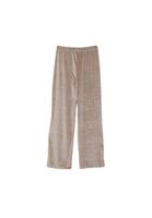 Women Beige High Rise Wide-Leg Velvet Pants