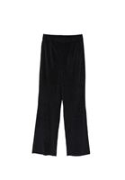 Women Black High Rise Wide-Leg Velvet Pants