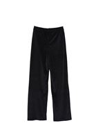 Women Black High Rise Wide-Leg Velvet Pants