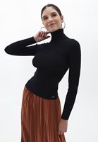 Women Black Turtleneck Knitwear Sweater