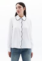 Women Cream Embroidered Shirt with Puff Sleeves