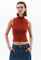 Women Orange High Rise Knitwear Singlet