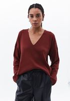 Women Bordeaux Soft Touch V-Neck Sweater