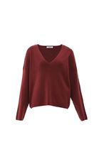 Women Bordeaux Soft Touch V-Neck Sweater