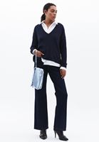 Women Navy Soft Touch V-Neck Sweater