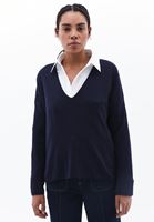 Women Navy Soft Touch V-Neck Sweater