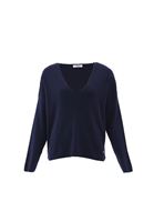 Women Navy Soft Touch V-Neck Sweater