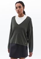 Women Green Soft Touch V-Neck Sweater