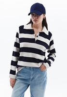 Women Mixed Polo Neck Knitwear Sweater