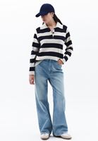 Women Mixed Polo Neck Knitwear Sweater