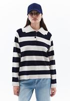 Women Mixed Polo Neck Knitwear Sweater