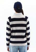 Women Mixed Polo Neck Knitwear Sweater