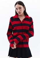 Women Mixed Polo Neck Knitwear Sweater