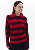 Women Mixed Polo Neck Knitwear Sweater