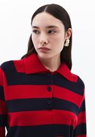 Women Mixed Polo Neck Knitwear Sweater