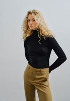 Women Black Turtle Neck Knitwear Sweater