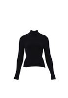 Women Black Turtle Neck Knitwear Sweater