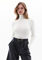 Women Cream Turtle Neck Knitwear Sweater